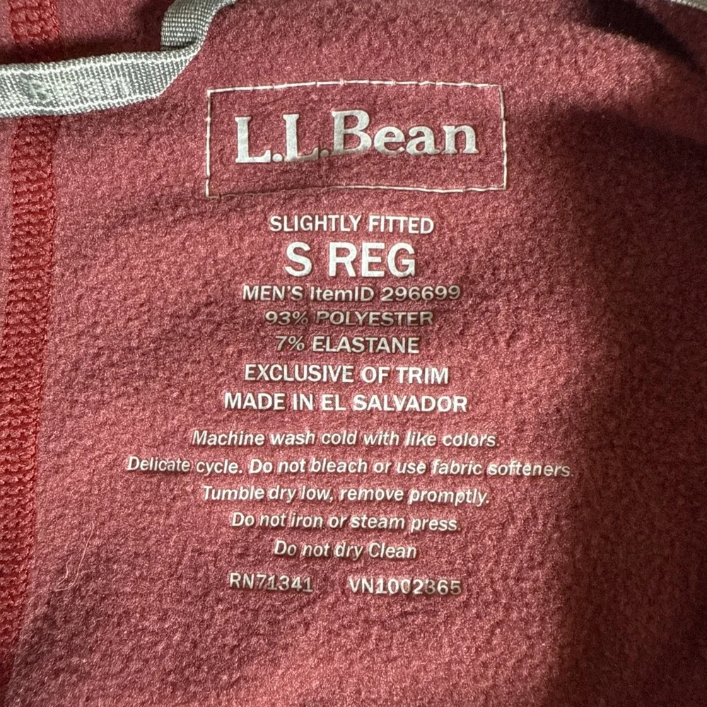 LL Bean Sweater Men Small Fitted Pullover Hike Active Half Zip Basic Red‎ Hooded